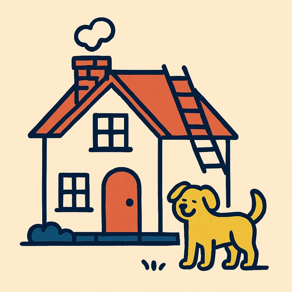 Drawing of a house with a chimney